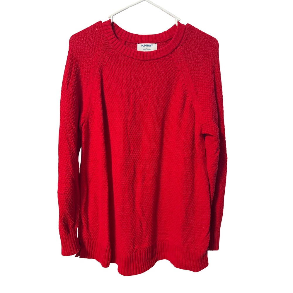 Old Navy Sweater Womens XS Red Popcorn Knit Crew Neck